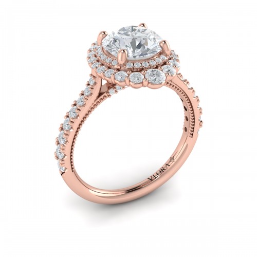 Vlora Halo, Modern Vintage Engagement Ring
