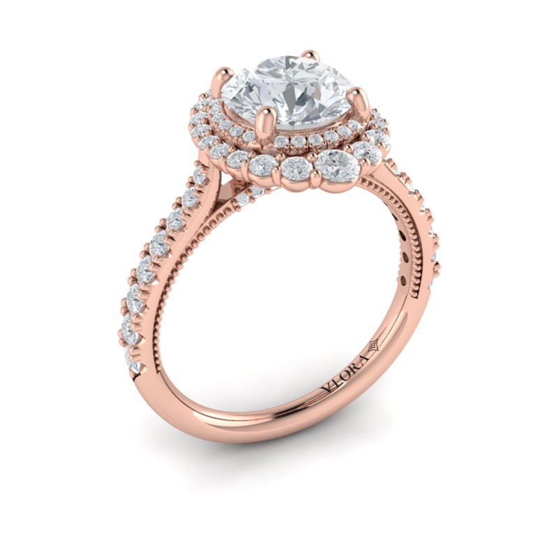 Vlora Halo, Modern Vintage Engagement Ring