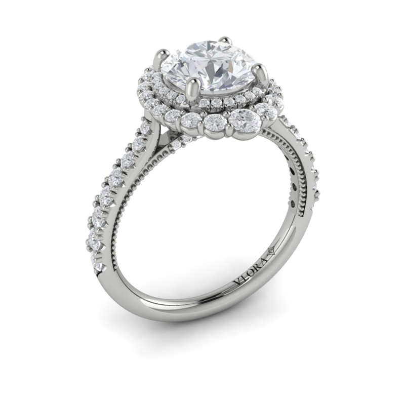 Vlora Halo, Modern Vintage Engagement Ring