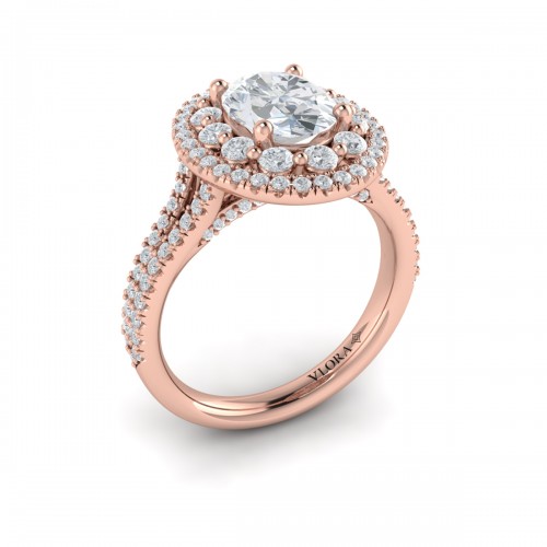 Vlora Halo, Split Shank Engagement Ring