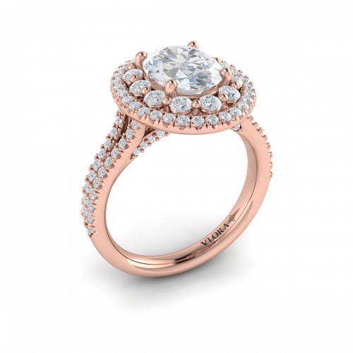 Vlora Halo, Split Shank Engagement Ring