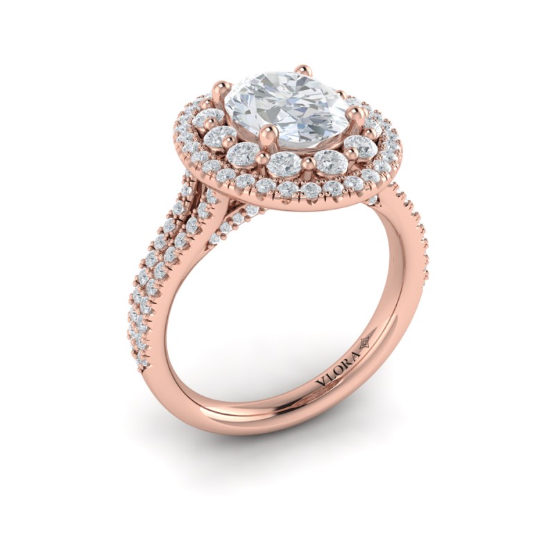 Vlora Halo, Split Shank Engagement Ring