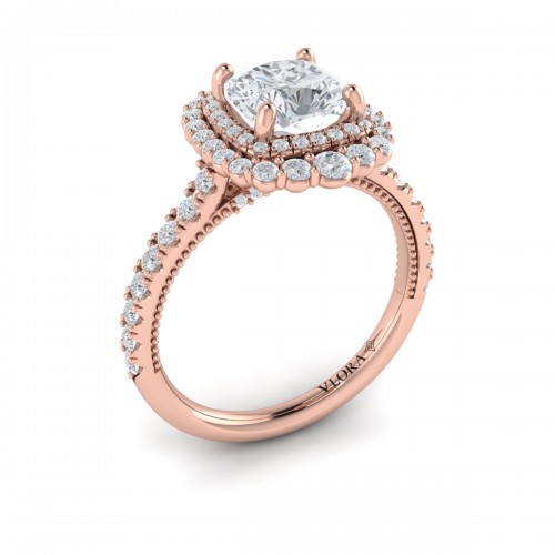 Vlora Halo, Modern Vintage Engagement Ring