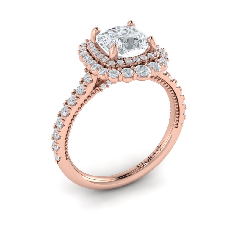 Vlora Halo, Modern Vintage Engagement Ring