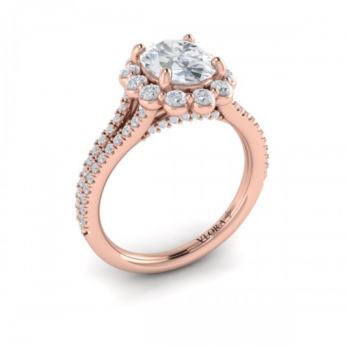 Vlora Halo, Split Shank Engagement Ring