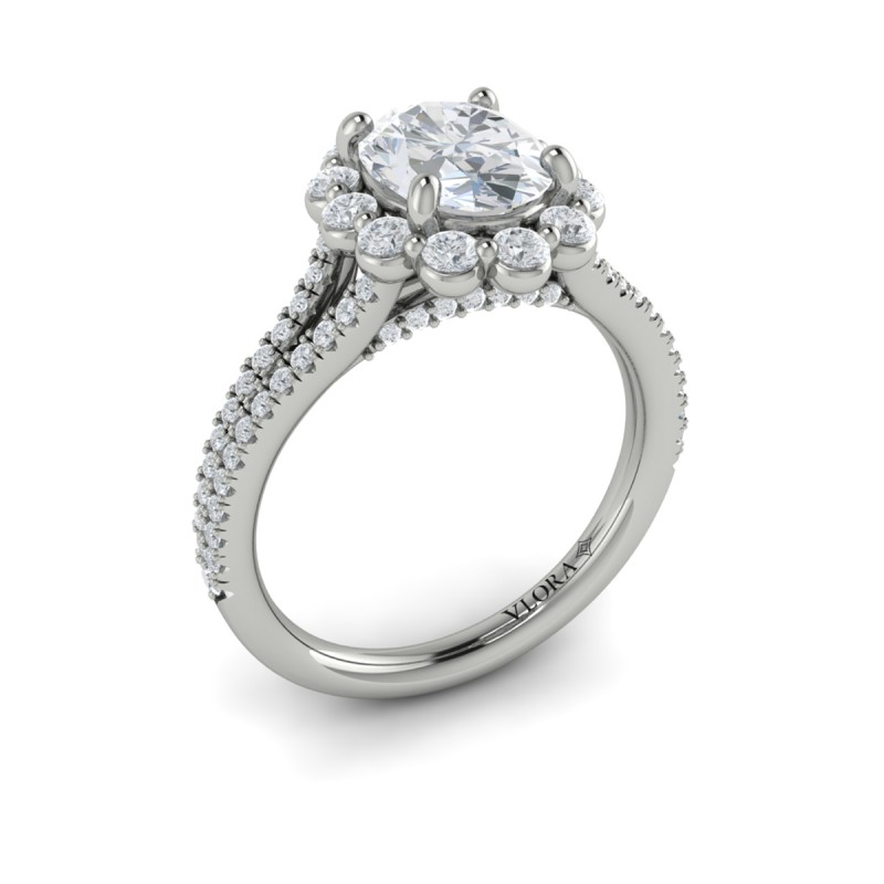 Corsage Halo Oval Engagement Ring