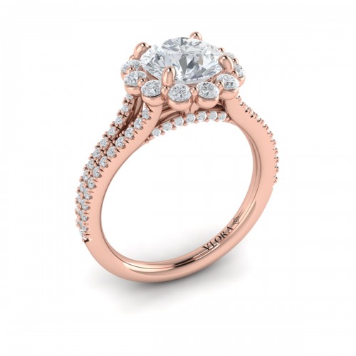 Vlora Halo, Split Shank Engagement Ring