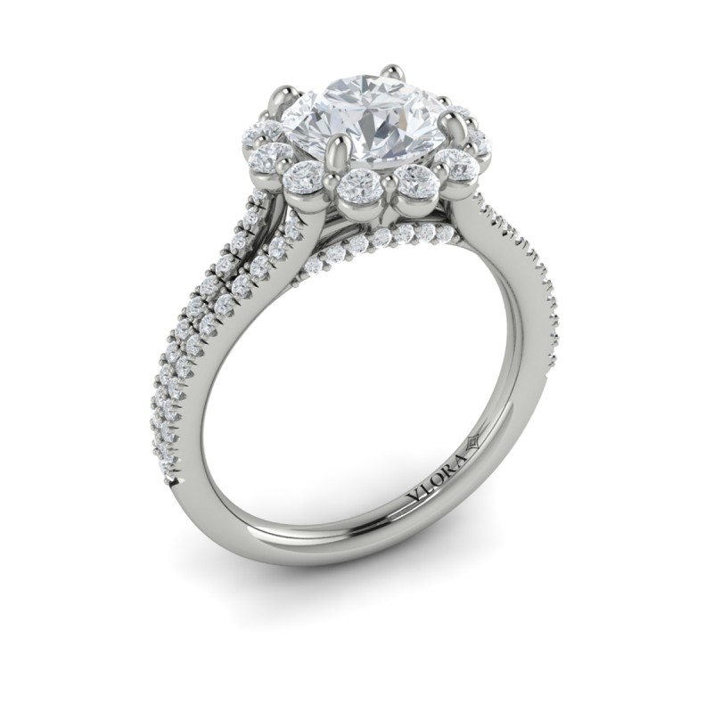 Vlora Halo, Split Shank Engagement Ring