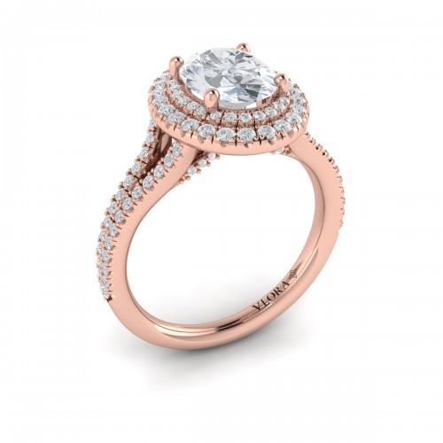 Vlora Halo, Split Shank Engagement Ring