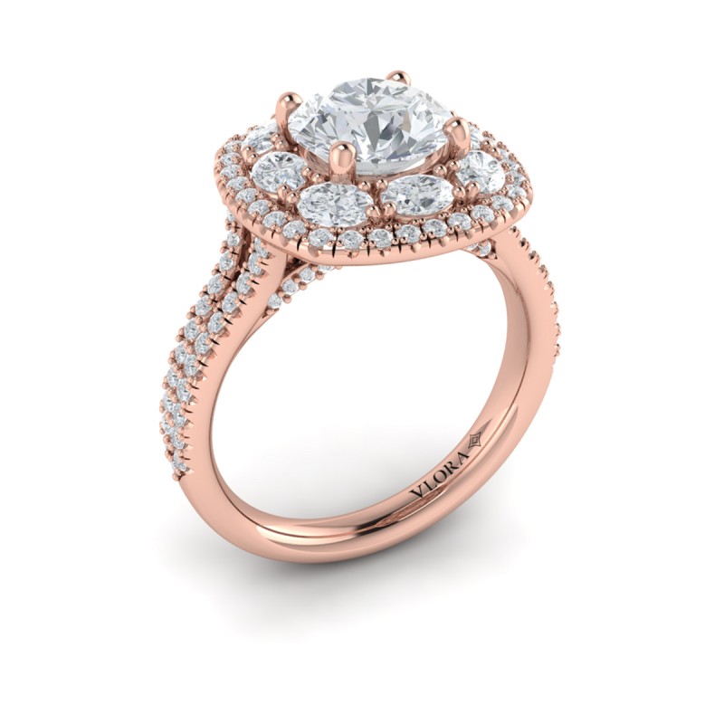 Vlora Halo, Split Shank Engagement Ring