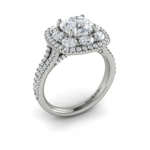 Vlora Halo, Split Shank Engagement Ring
