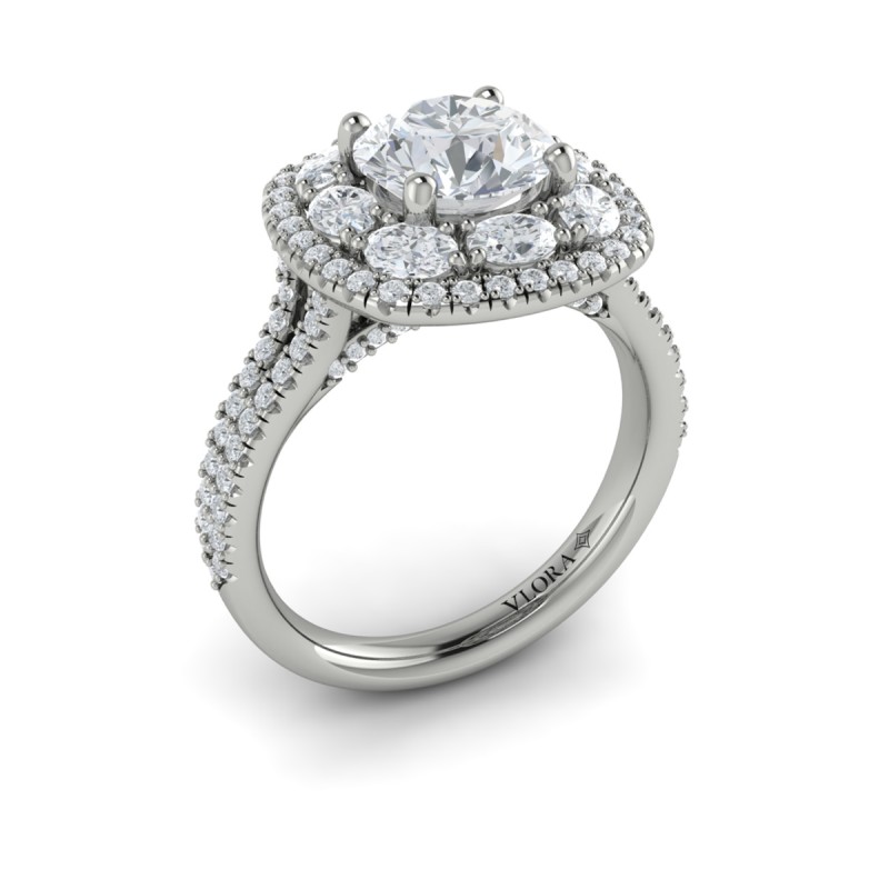 Vlora Halo, Split Shank Engagement Ring