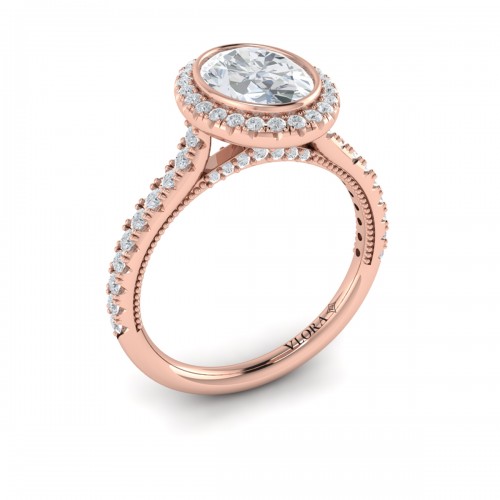 Vlora Halo, Bezel, Modern Vintage Engagement Ring