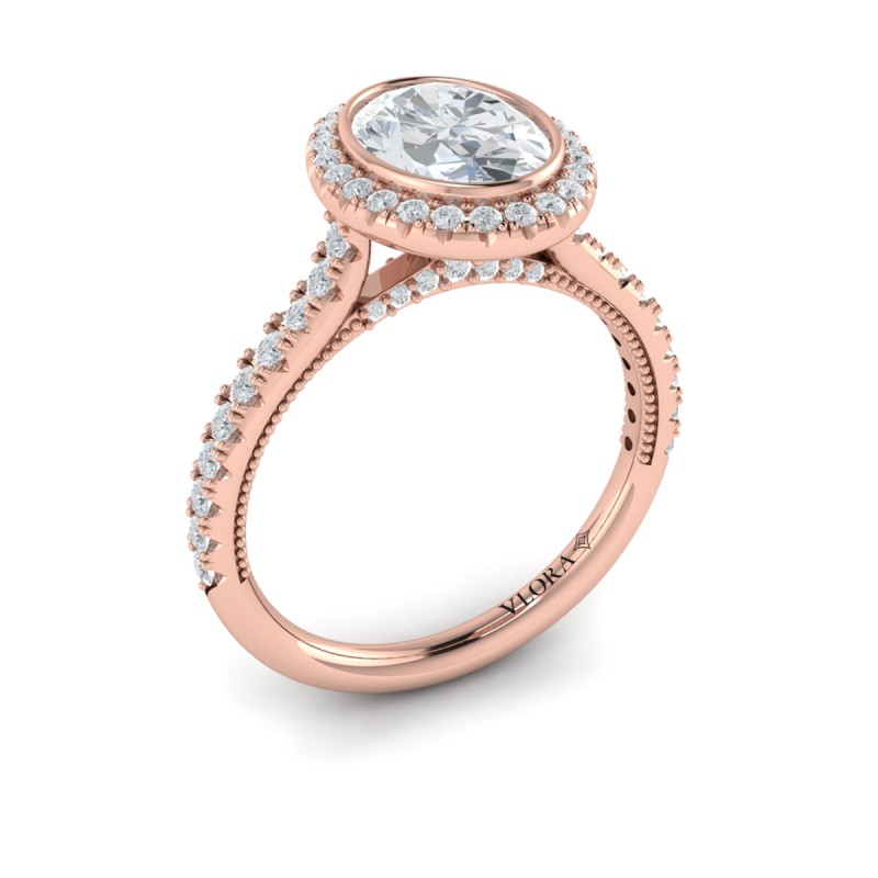 Vlora Halo, Bezel, Modern Vintage Engagement Ring