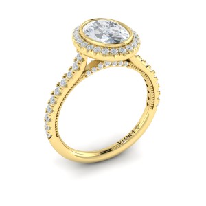 Vlora Halo, Bezel, Modern Vintage Engagement Ring