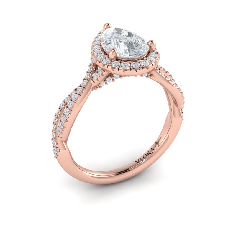Entwined Pear Halo Engagement Ring