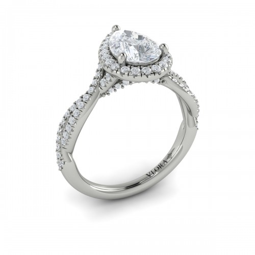 Entwined Pear Halo Engagement Ring
