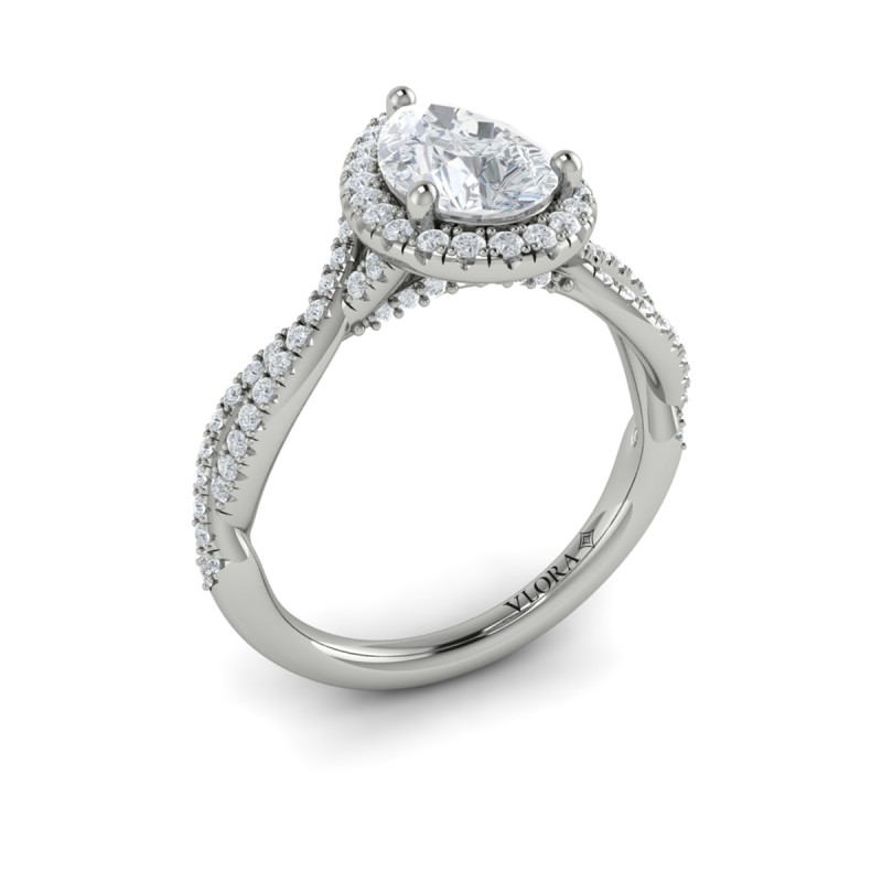 Entwined Pear Halo Engagement Ring
