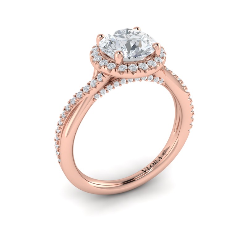 Entwined Halo Round Engagement Ring