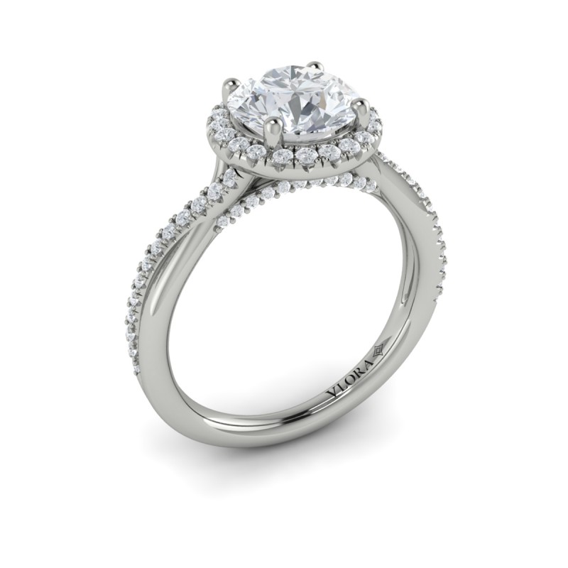 Entwined Halo Round Engagement Ring