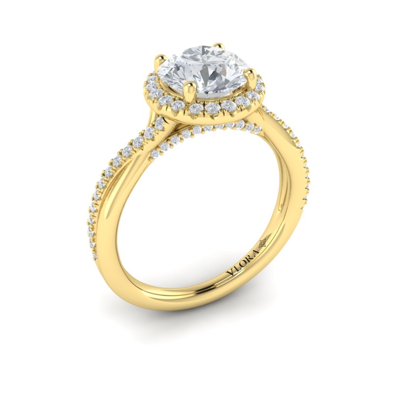 Entwined Halo Round Engagement Ring