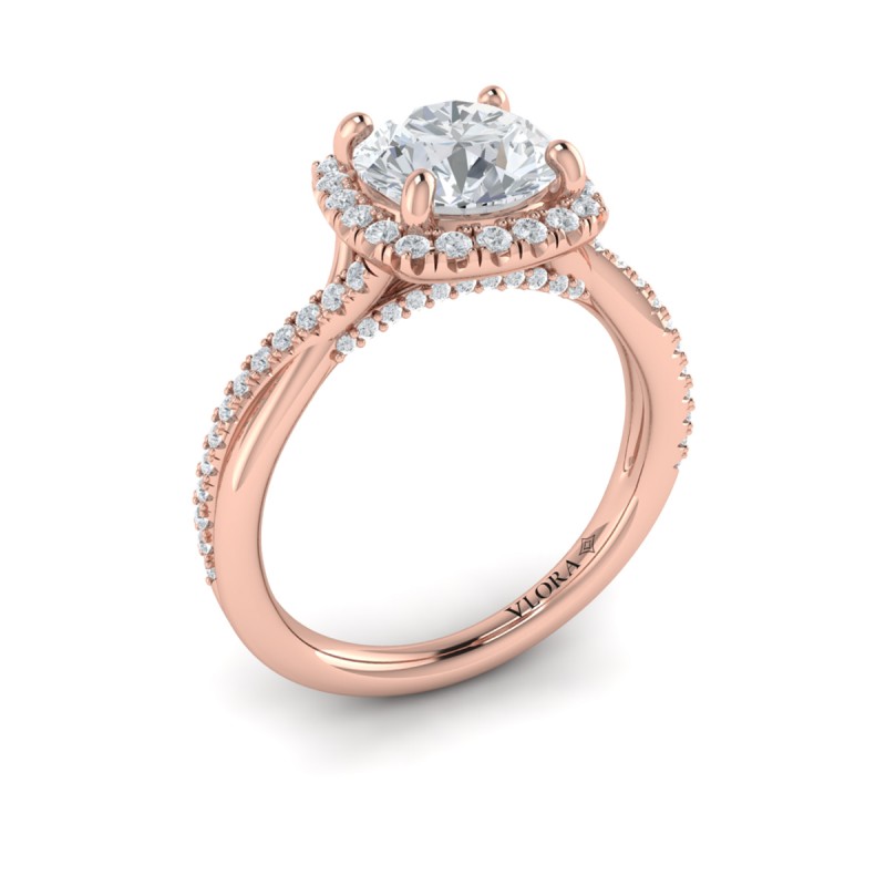 Entwined Euro Halo Round Engagement Ring