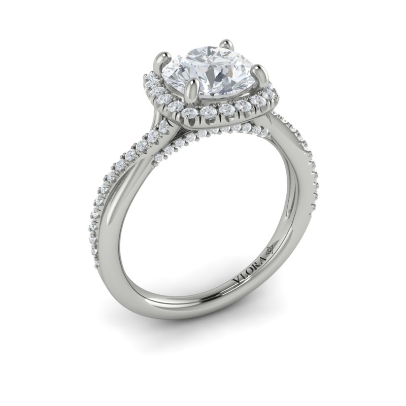 Entwined Euro Halo Round Engagement Ring