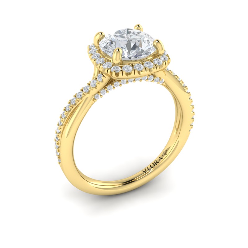 Entwined Euro Halo Round Engagement Ring