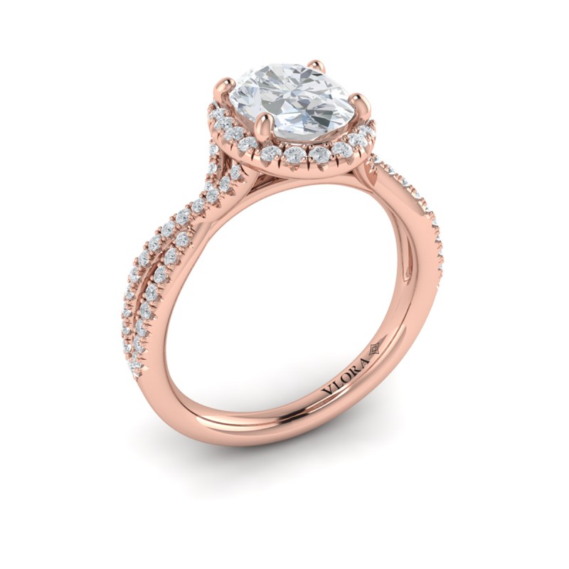 Entwined Oval Halo Engagement Ring