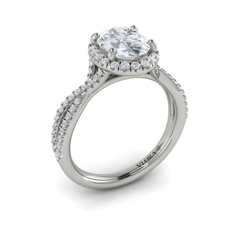 Entwined Oval Halo Engagement Ring