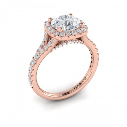 Vlora Halo, Split Shank Engagement Ring