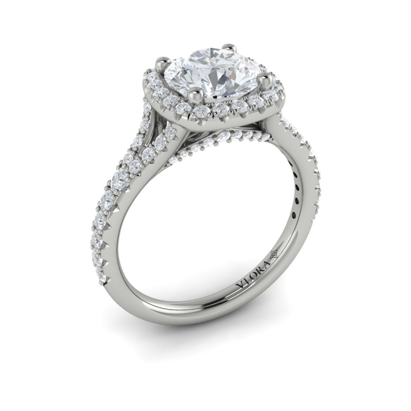 Euro Halo Round Engagement Ring
