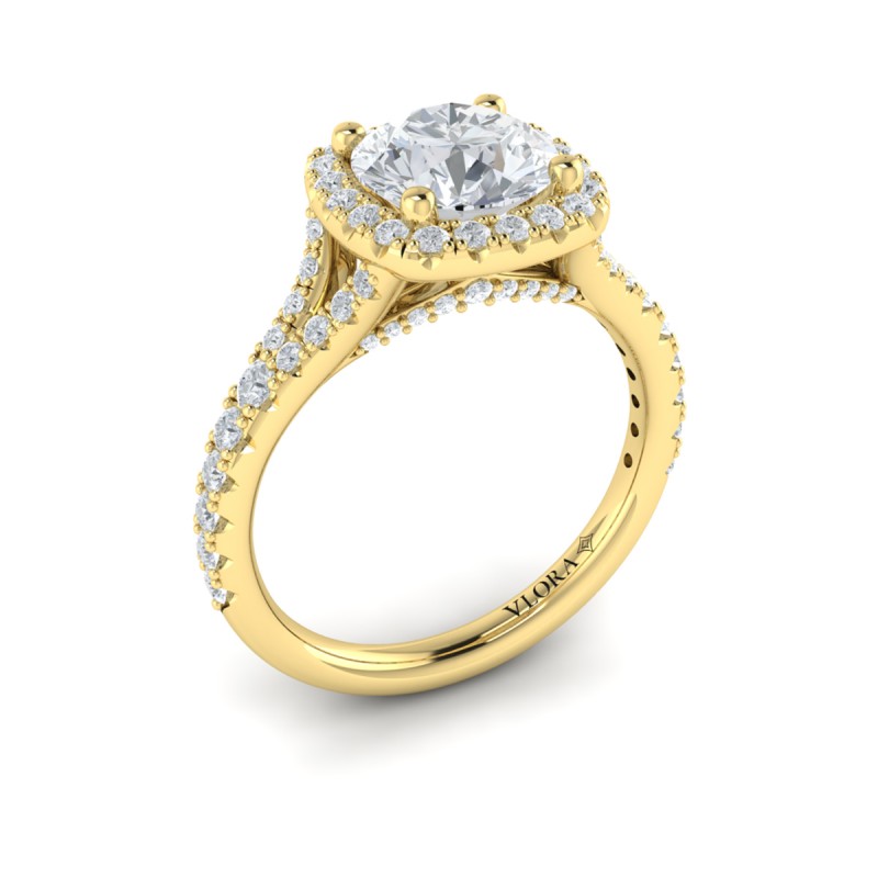 Euro Halo Round Engagement Ring
