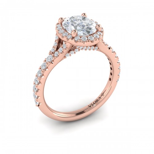 Vlora Halo, Split Shank Engagement Ring