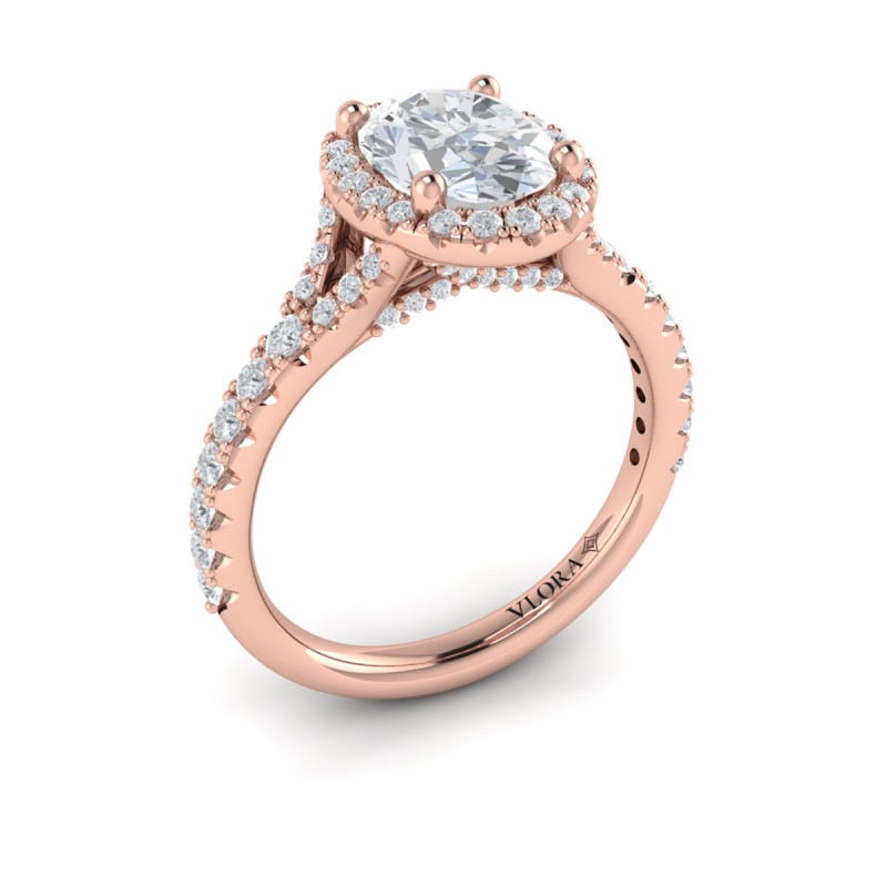 Vlora Halo, Split Shank Engagement Ring
