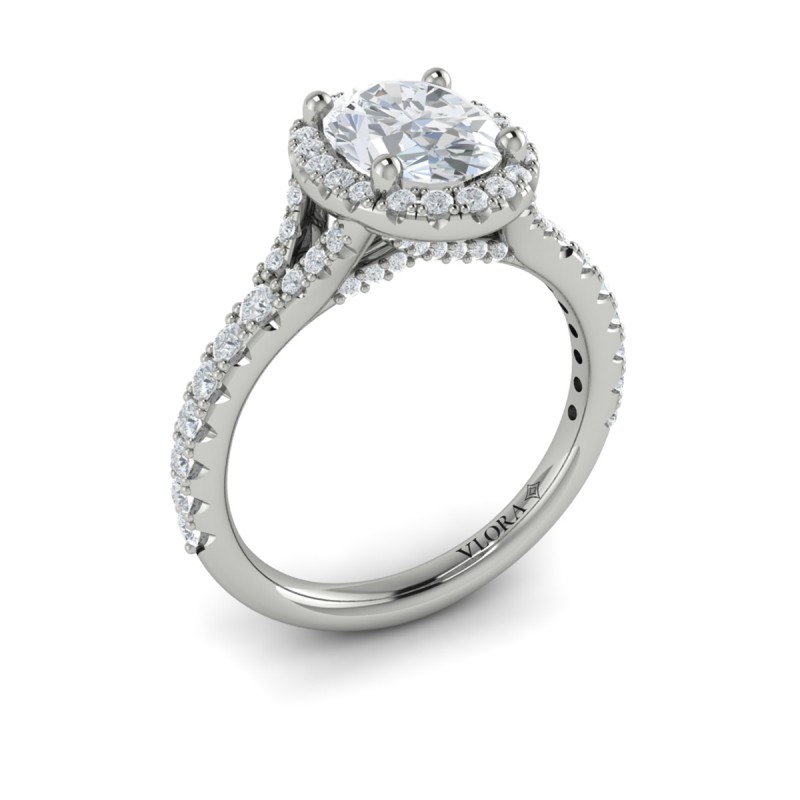 Timeless Halo Split Shank Oval Engagement Ring