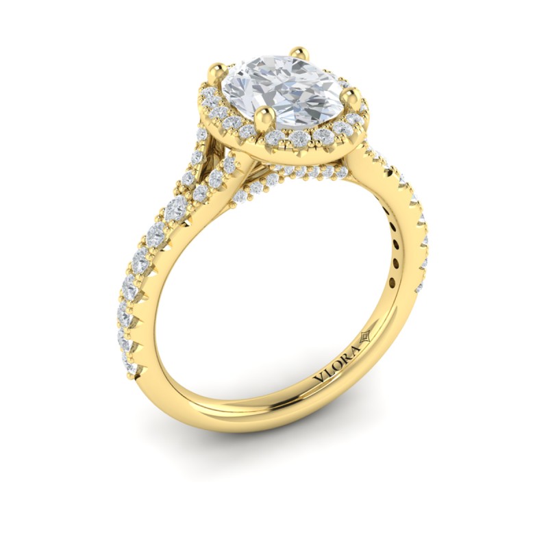 Timeless Halo Split Shank Oval Engagement Ring
