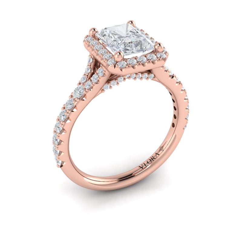 Vlora Halo, Split Shank Engagement Ring