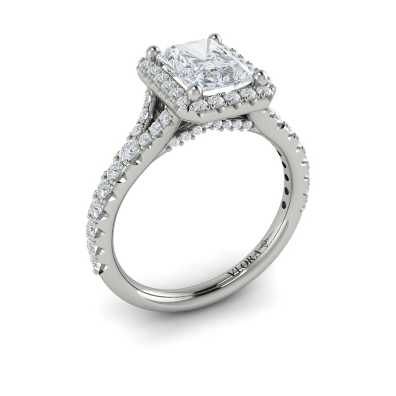 Vlora Halo, Split Shank Engagement Ring