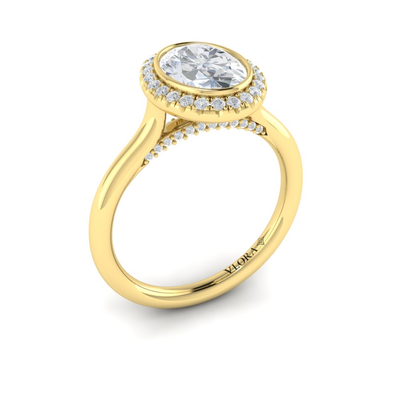 Regal Halo Oval Bezel Engagement Ring