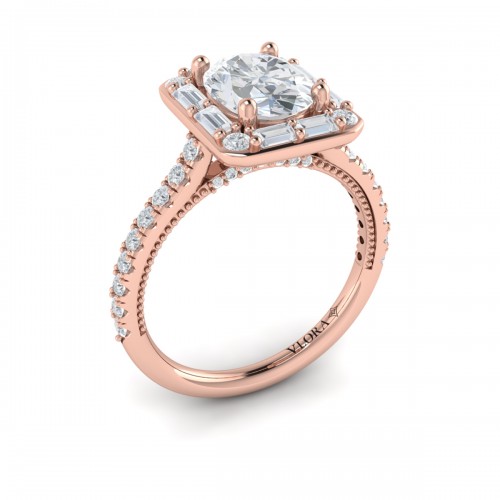 Vlora Halo, Modern Vintage Engagement Ring