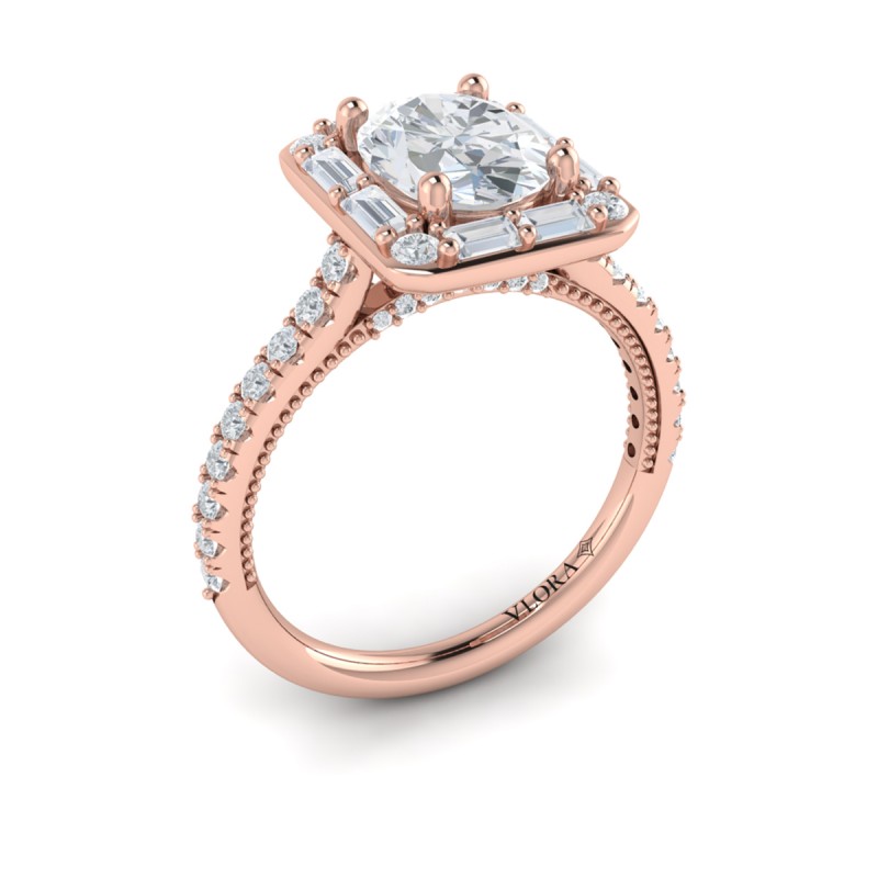 Vlora Halo, Modern Vintage Engagement Ring
