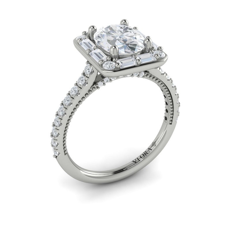 Vlora Halo, Modern Vintage Engagement Ring