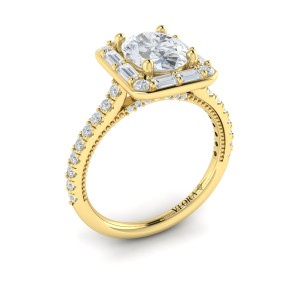 Vlora Halo, Modern Vintage Engagement Ring