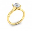 14K YELLOW GOLD FOUR PRONG TRELLIS HEAD POLISHED SHANK MOUNTING (1.5CT ROUND CENTER)
