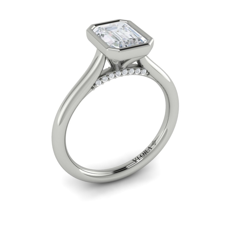 Singular Emerald Cut Bezel Engagement Ring