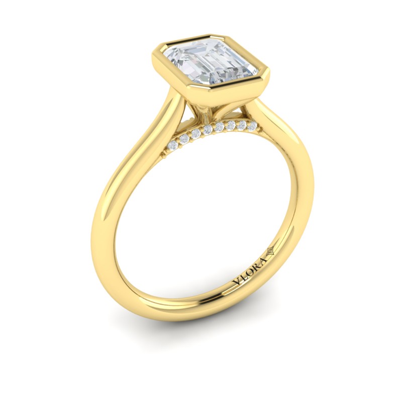 Singular Emerald Cut Bezel Engagement Ring