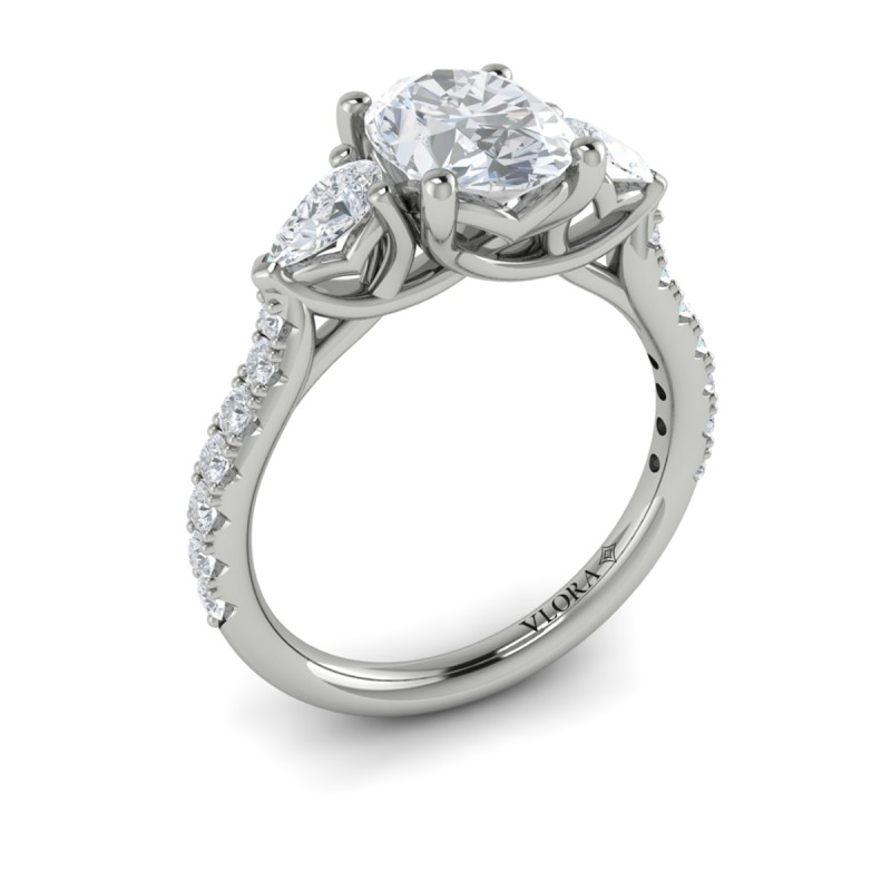 Graceful Trio Three Stone Engagement Ring