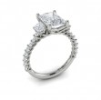 Interwoven Emerald Cut Three Stone Engagement Ring