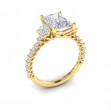 Interwoven Emerald Cut Three Stone Engagement Ring